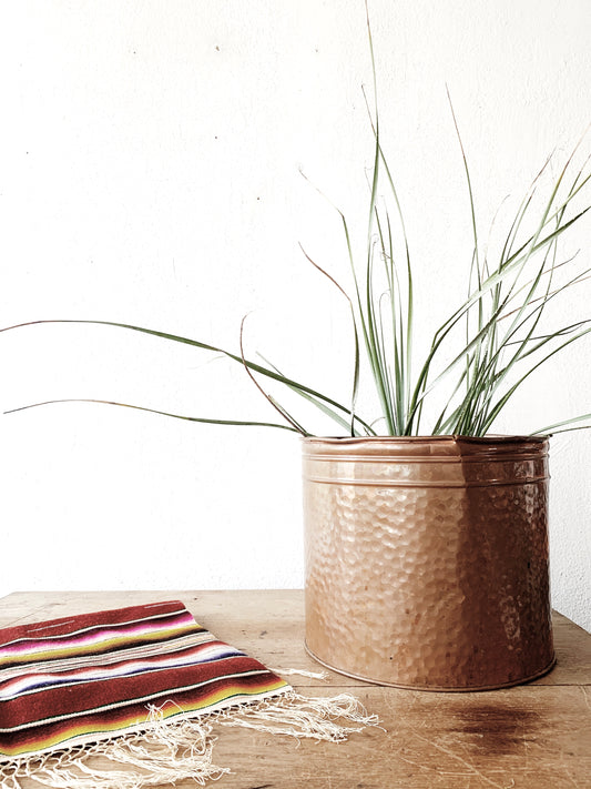 Large Vintage Hammered Copper Pot