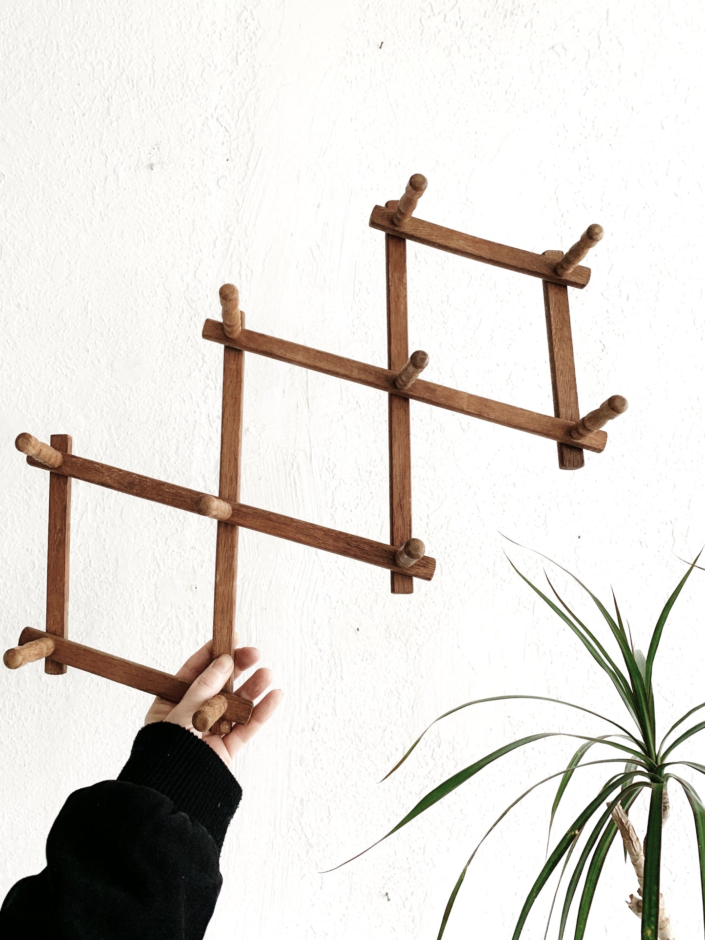 Vintage Wood Expanding Peg Rack