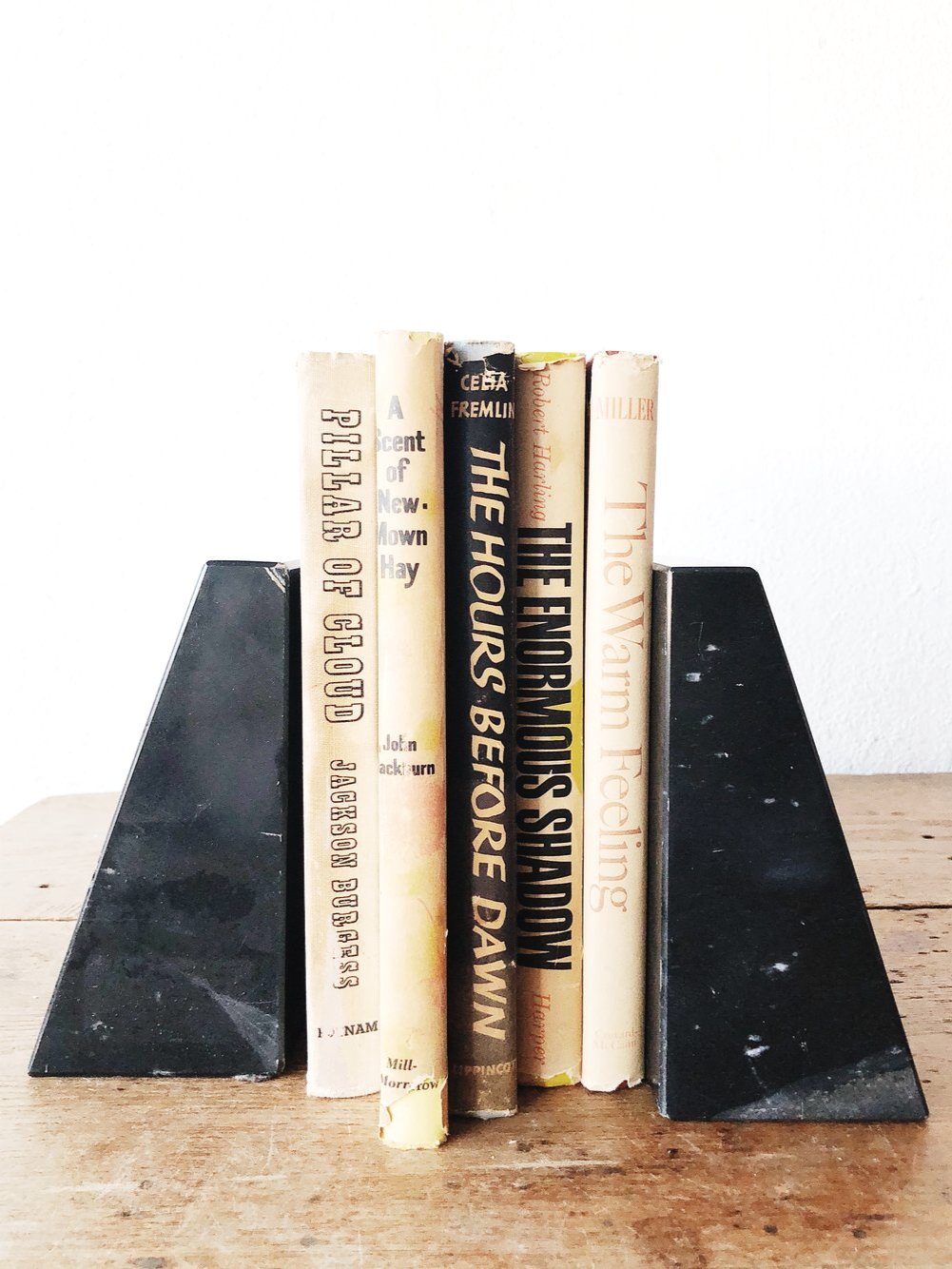 Vintage Black Marble Pyramid Book Ends