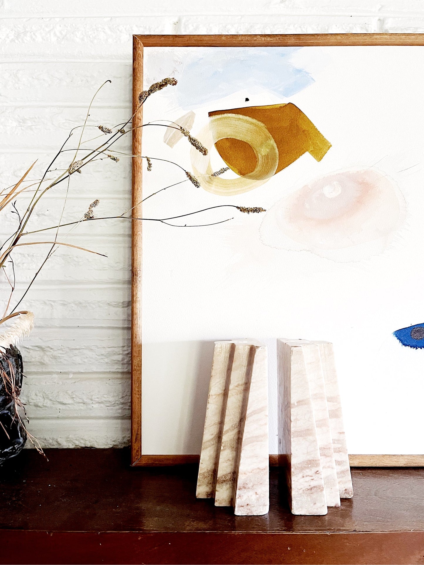 Vintage Pink Marble Bookends