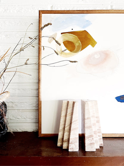 Vintage Pink Marble Bookends