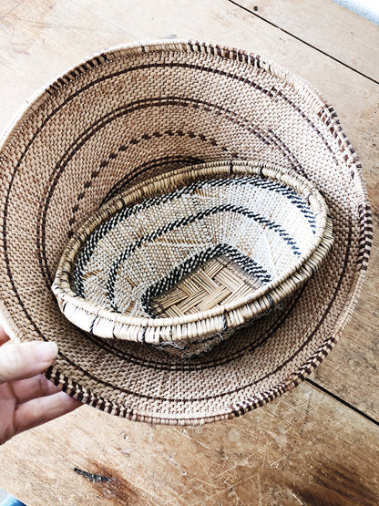 Vintage South African Woven Basket Pair