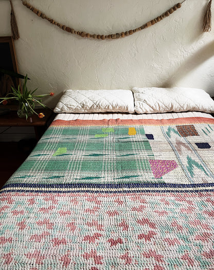 Handmade Cotton Kantha Quilt