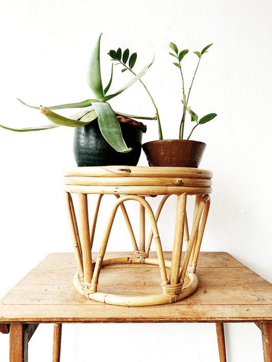Vintage Bamboo Stool or Plant Stand