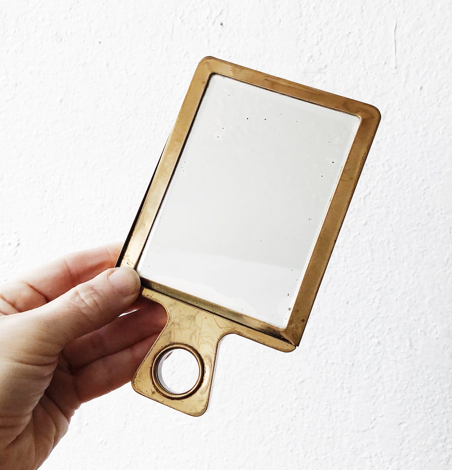 Modernist Brass Hand Mirror