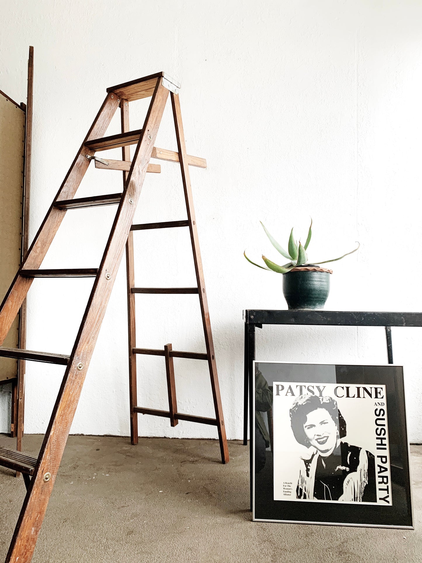 Vintage Tall Wood Ladder for Display