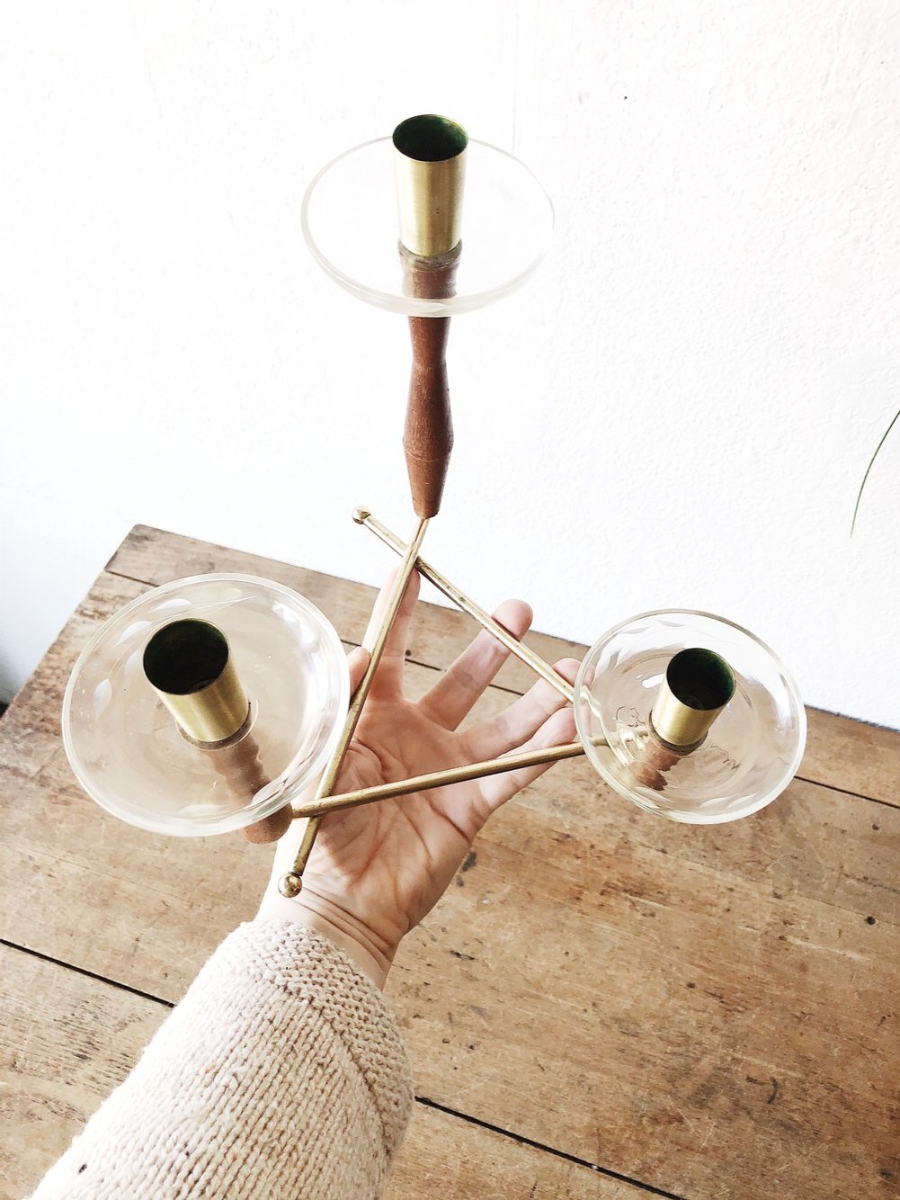 Mid Century Teak Candelabra