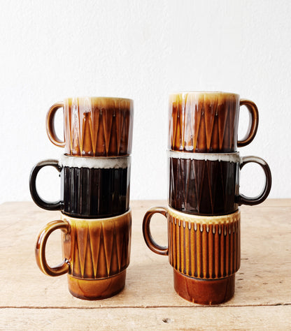 Mid Century Stacking Ceramic Mugs