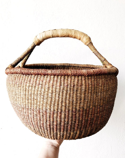 Leather Handled Bolga Basket