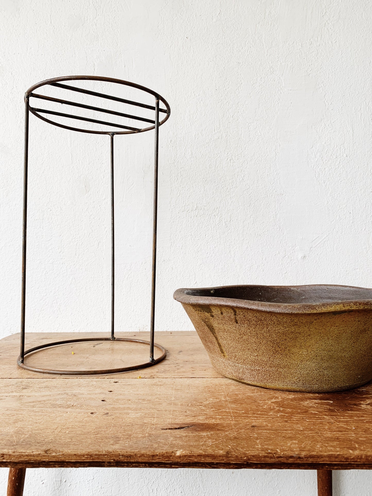 Iron Stand with Stoneware Planter or Birdbath