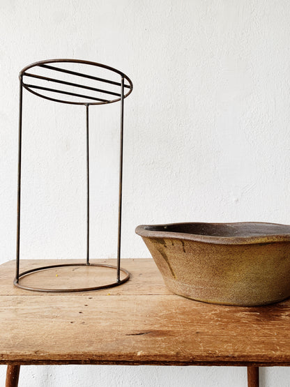Iron Stand with Stoneware Planter or Birdbath