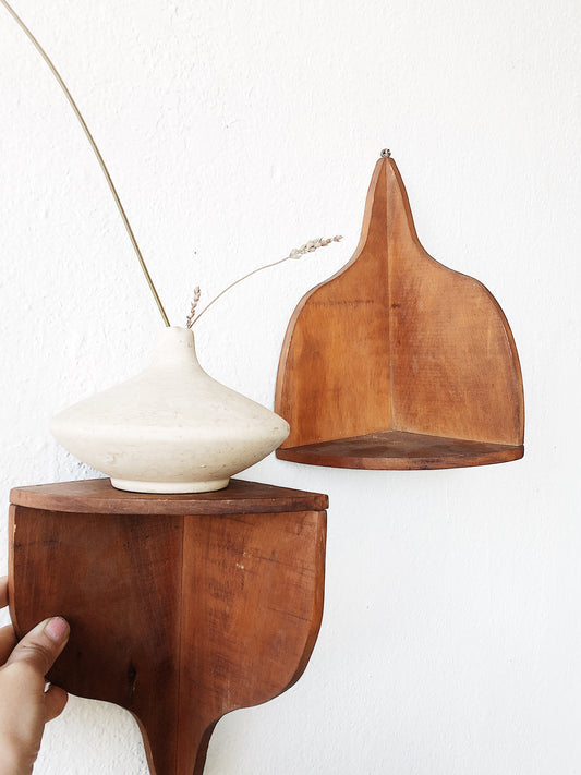 Vintage Wood Corner Shelves