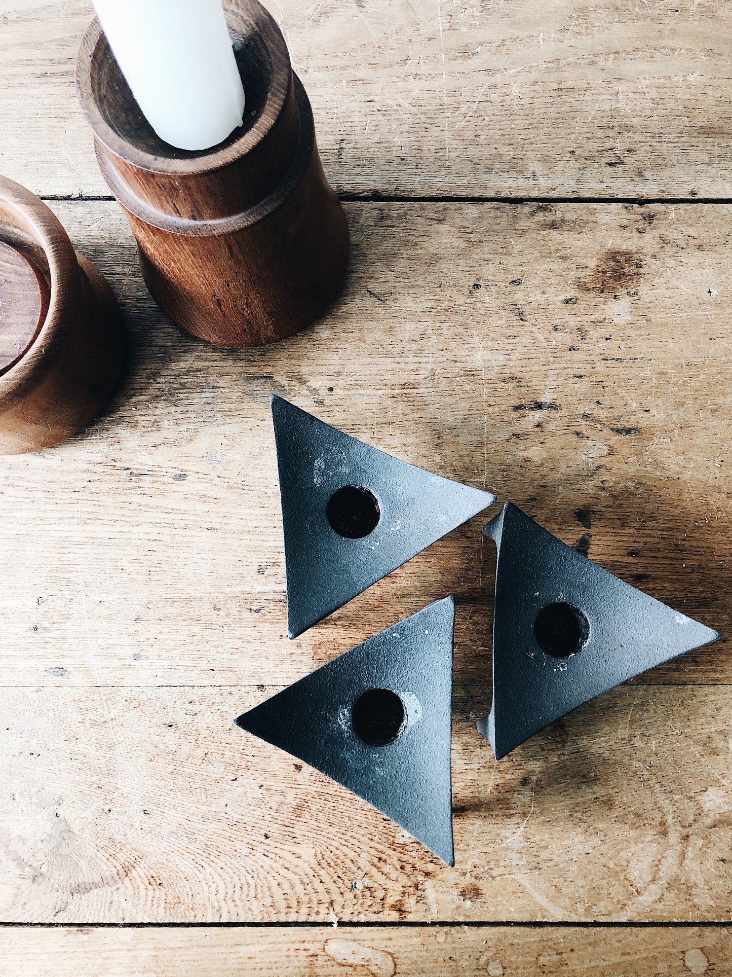 Vintage Scandinavian Wood or Brutalist Candle Holder