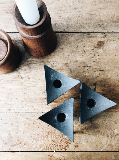 Vintage Scandinavian Wood or Brutalist Candle Holder