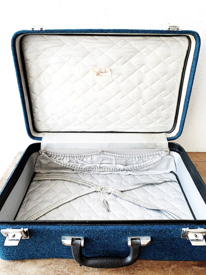 Mid Century Royal Blue Skyway Suitcase with Keys