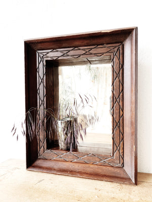Vintage Wood Shadow Box Mirror