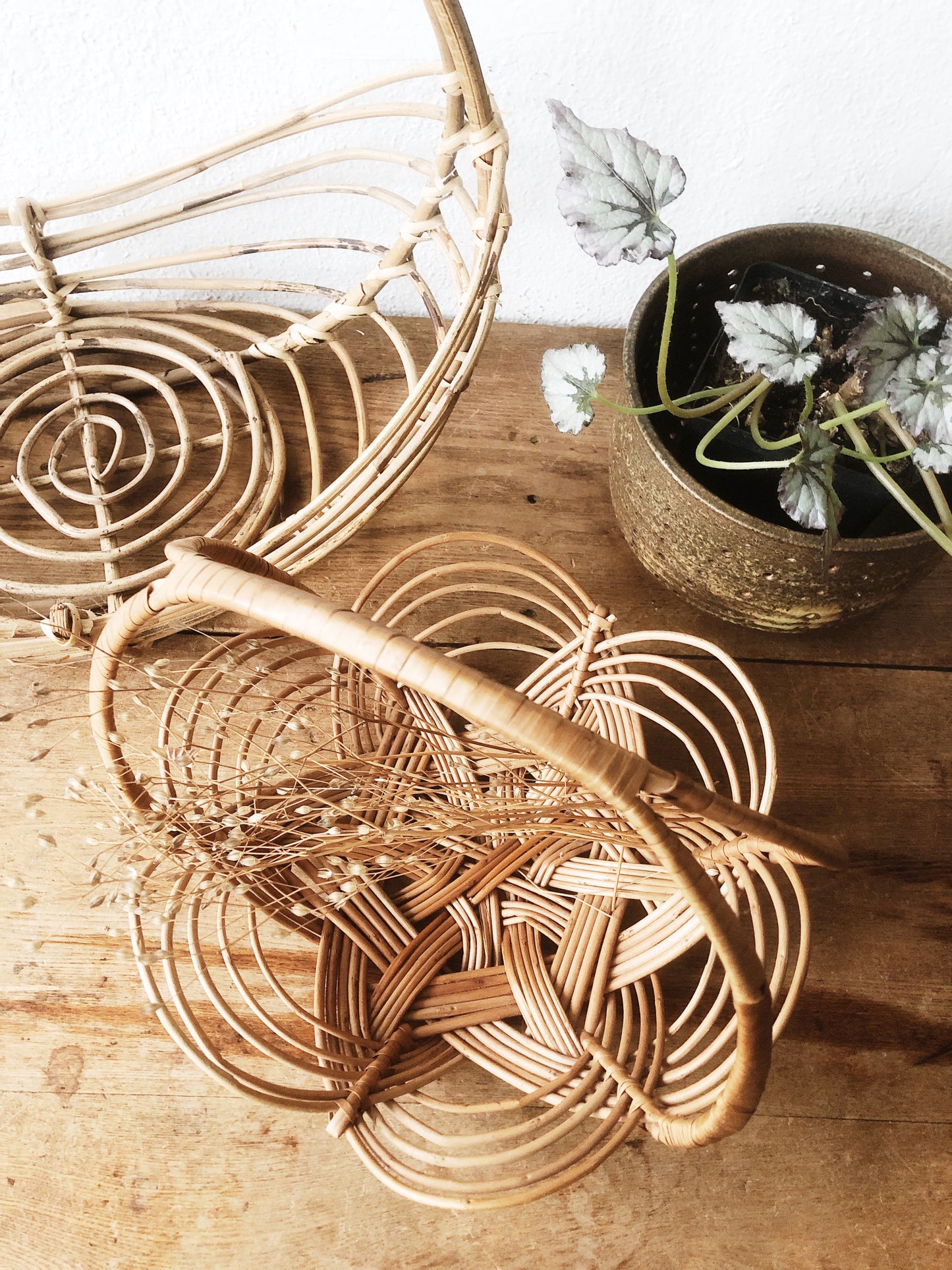 Vintage Bamboo Gathering Basket