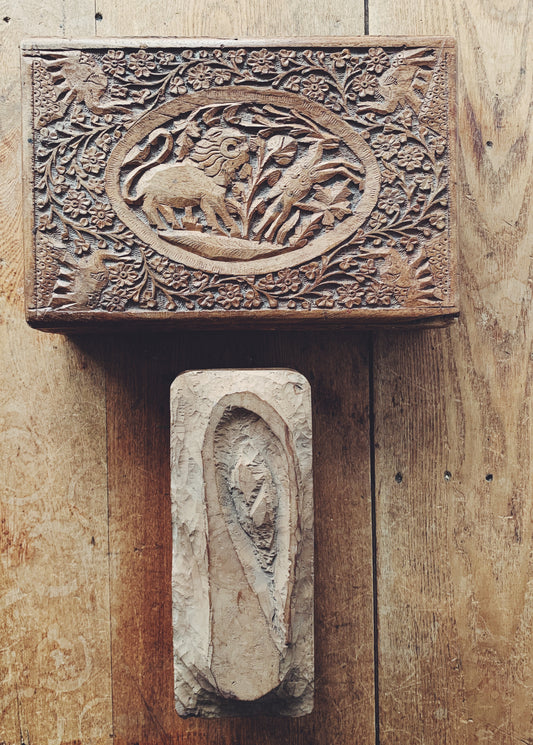 Vintage Carved Wood Box