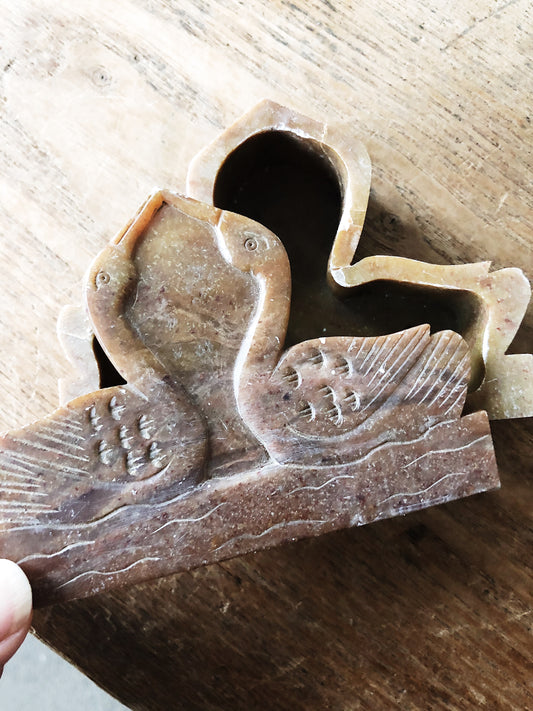 Vintage Stone Swan Dish