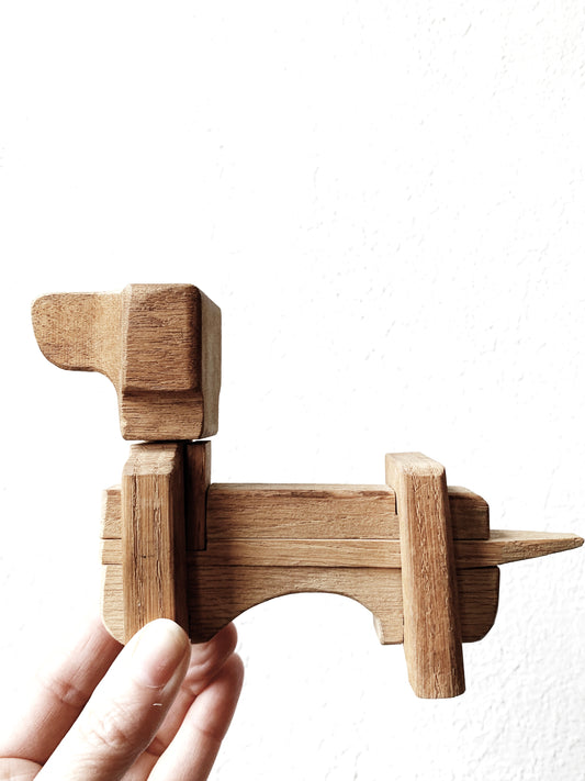 Handmade Vintage Wood Dog