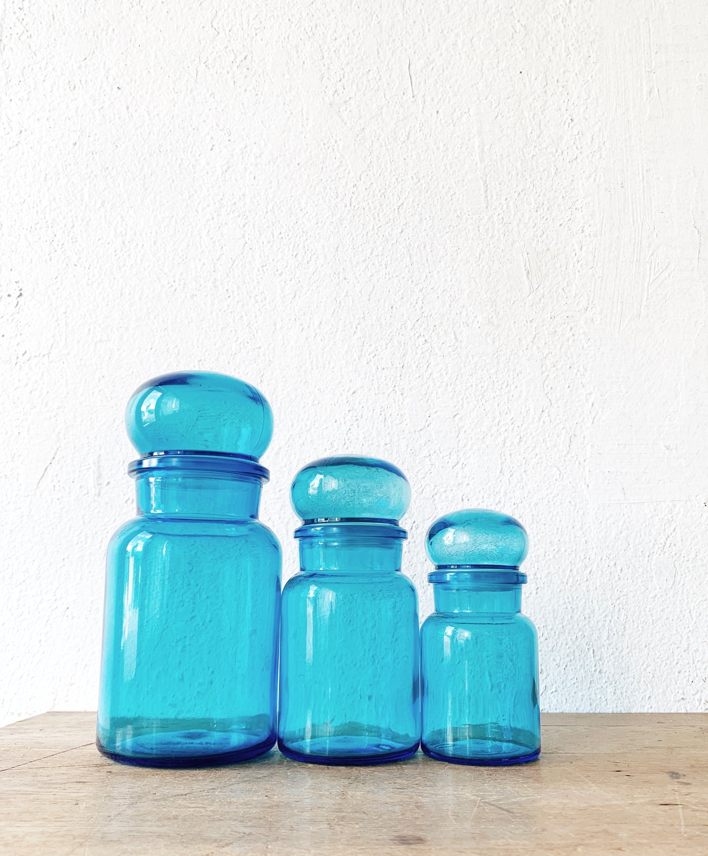 Vintage Belgium Blue Glass Bottles
