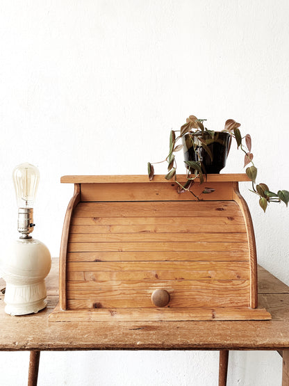 Large Vintage Wood Tambour Storage