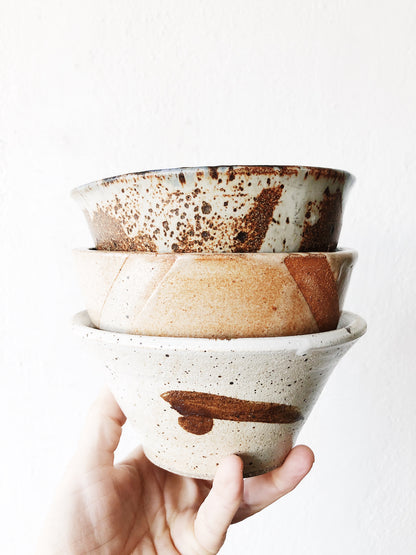 Trio of Heavy Vintage Stoneware Bowls
