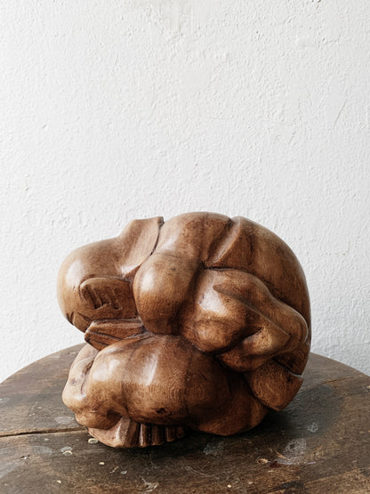 Large Carved Wood Weeping Buddha