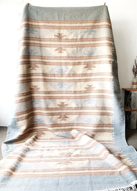 RESERVED Wool Dhurrie Rug/ Pozole Set