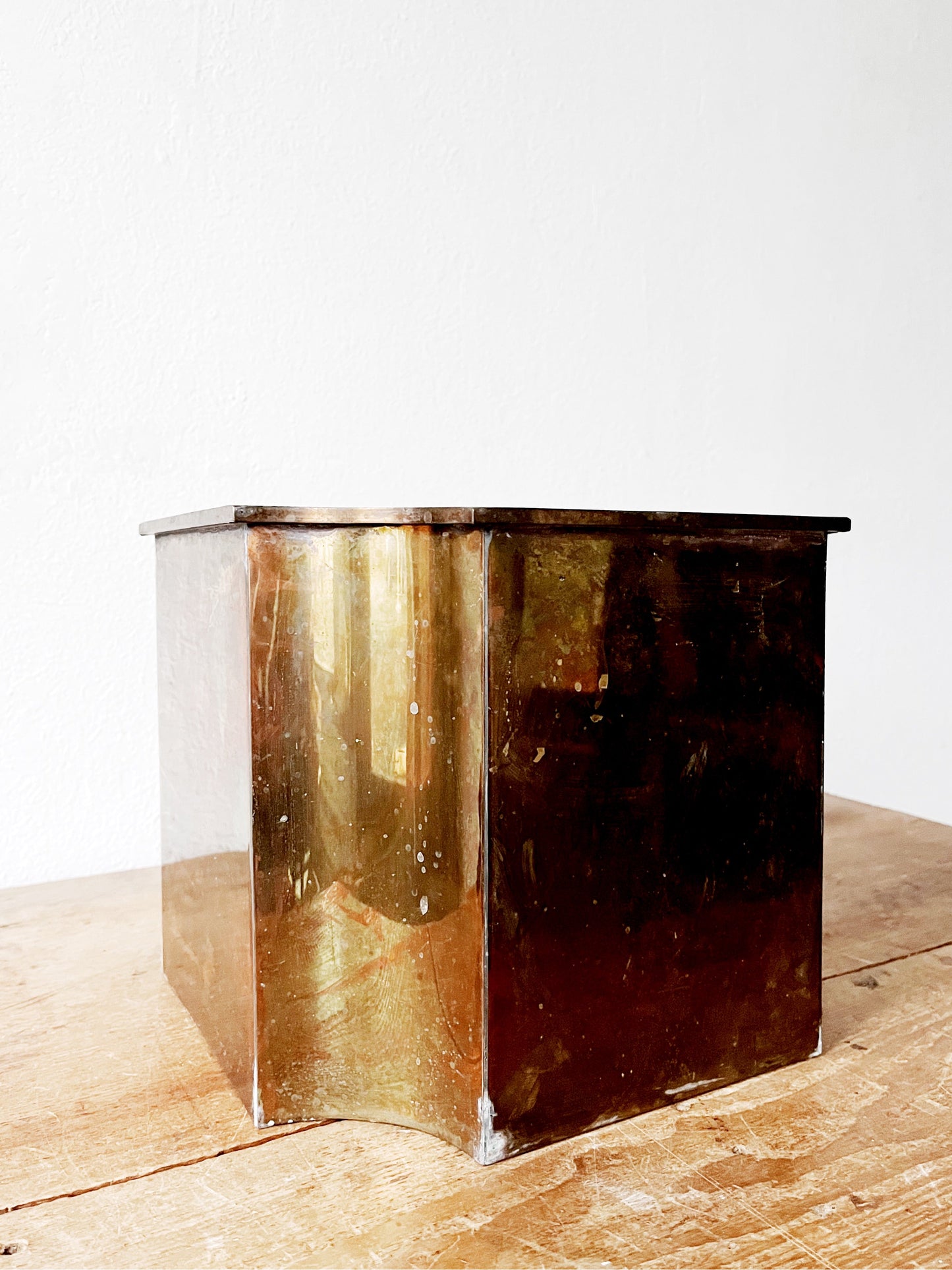 Vintage Aged Brass Cache Pot