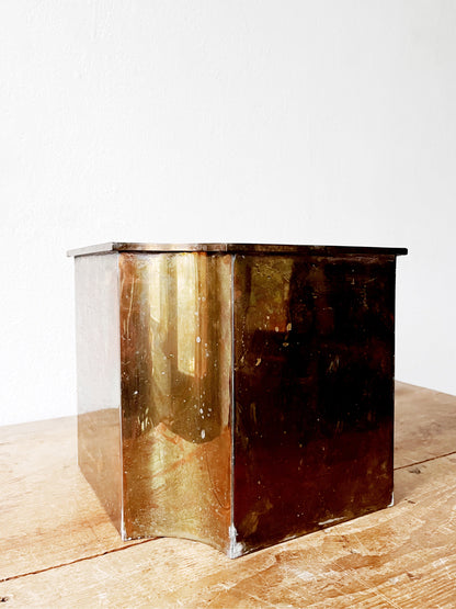 Vintage Aged Brass Cache Pot