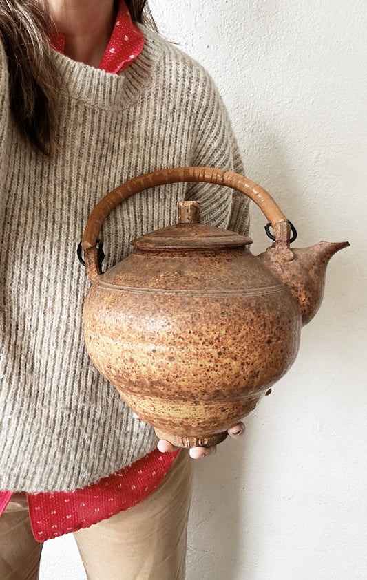 Vintage Hand Built Ceramic Teapot