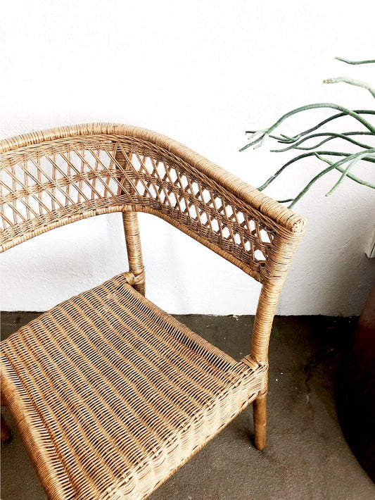 Vintage Barrel Back Wicker Chair