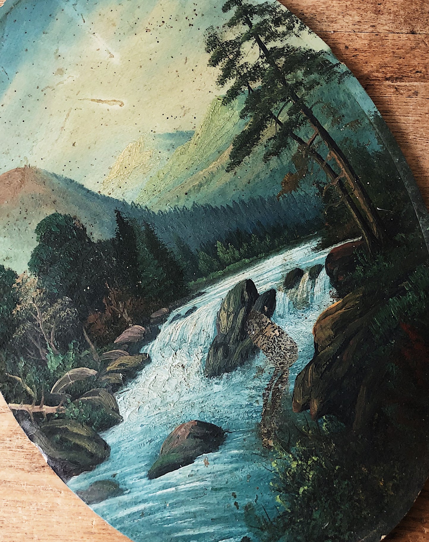 Antique Oil Painting with Easel