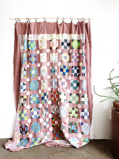 Vintage Hand Stitched Crazy Quilt Topper