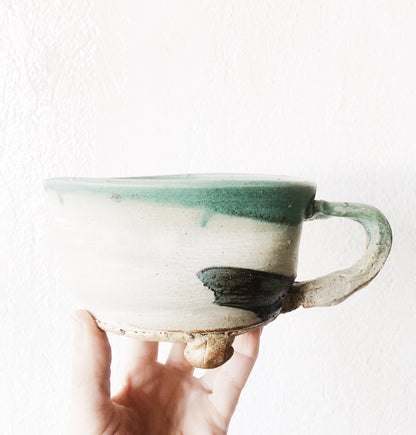 Vintage Handmade Footed Pottery Bowl