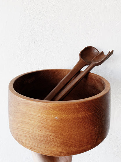 Mid Century Teak Salad Bowl with Servers