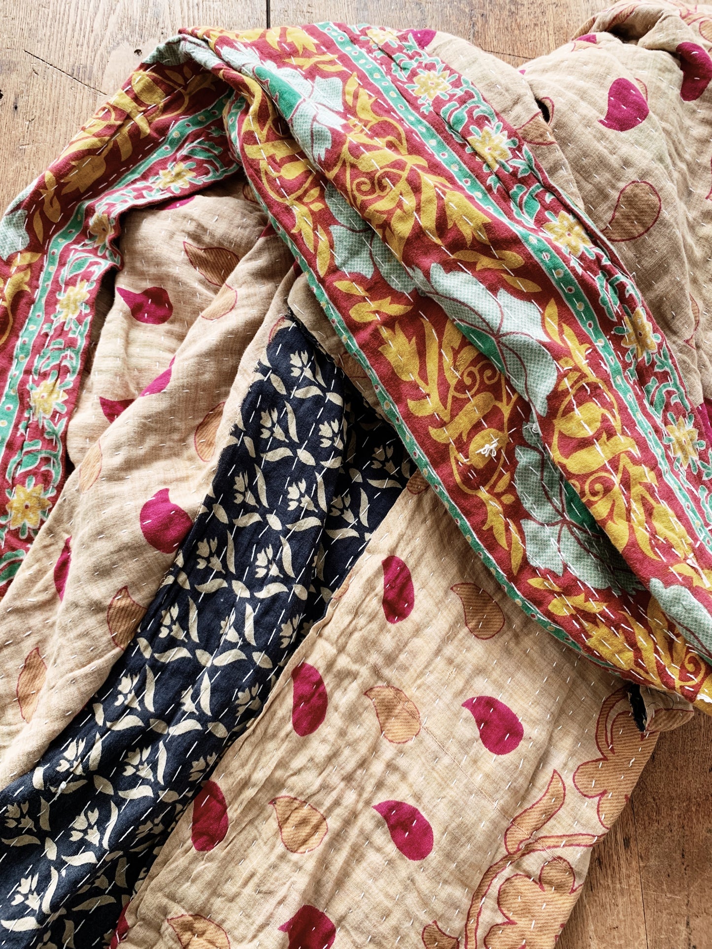 Vintage Reversible Cotton Kantha Quilt