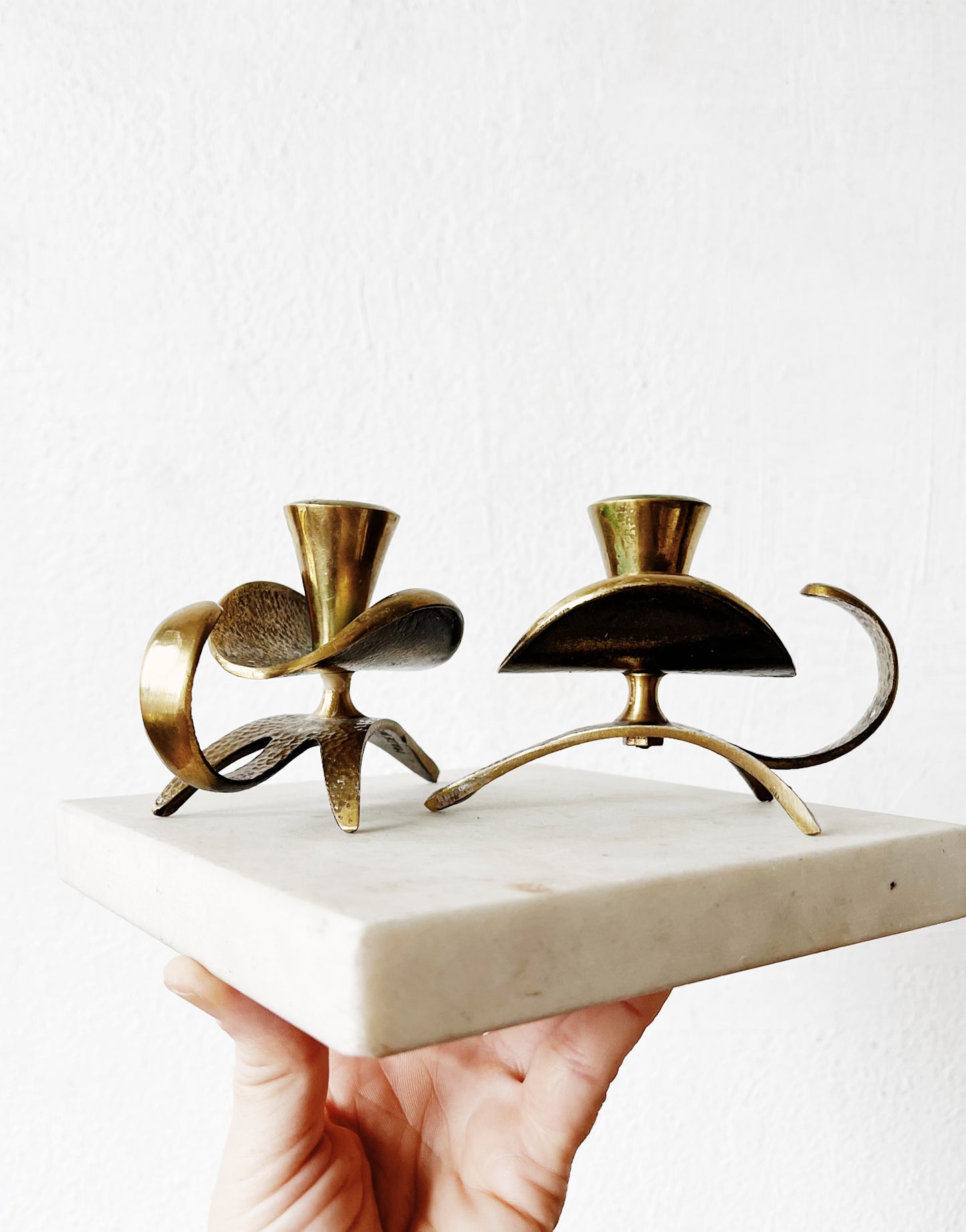 Mid Century Brass Candle Holders