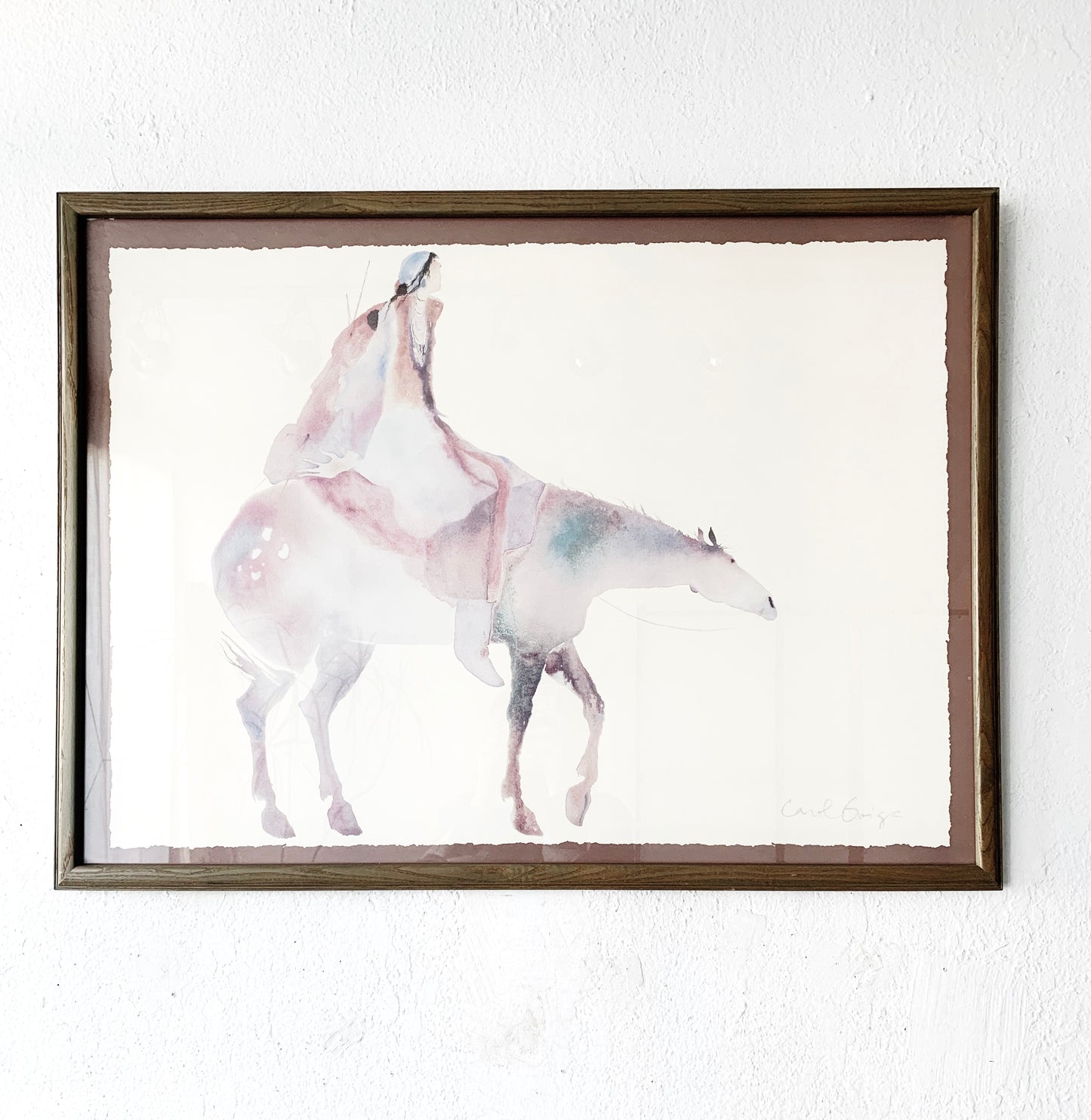 Large Carol Grigg Vintage Framed Watercolor Litho