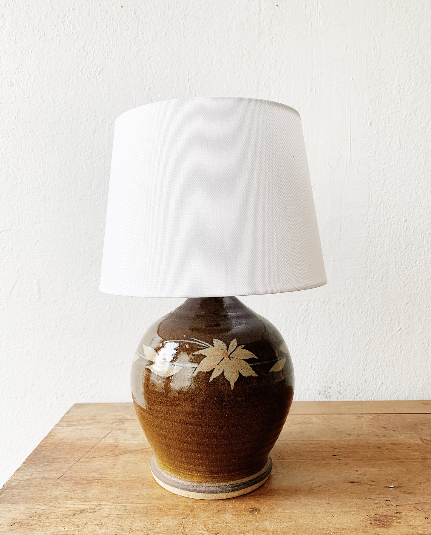 Vintage Pottery Lamp with Shade