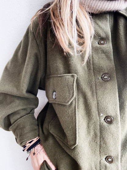Vintage Military Wool Shirt Jacket