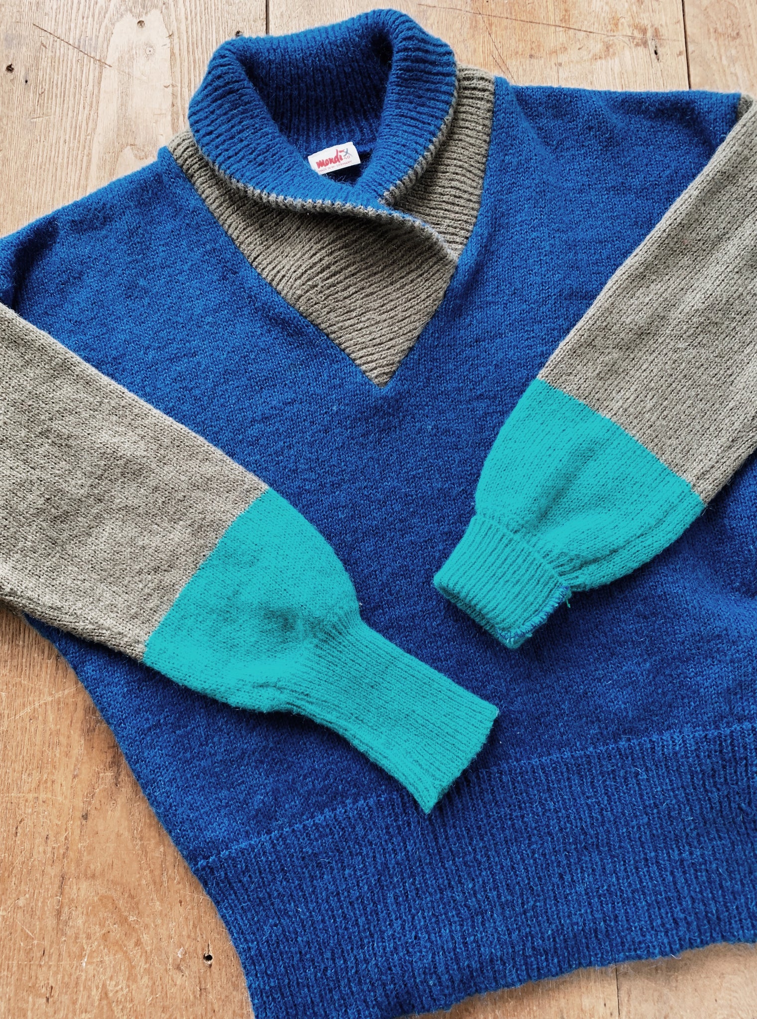 Vintage Alpaca/ Wool Blend Colorblock Sweater
