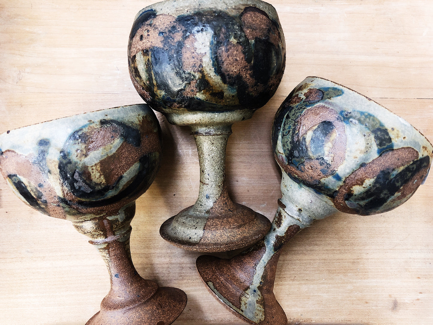 Set of 10 Vintage Stoneware Goblets
