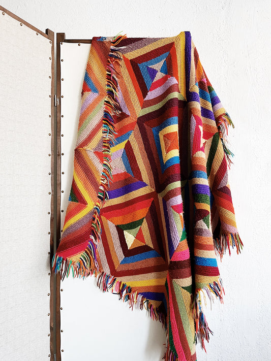 Colorful Vintage Crocheted Blanket