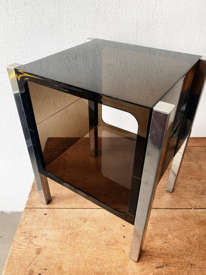 Mid Century Smoky Lucite and Chrome Table