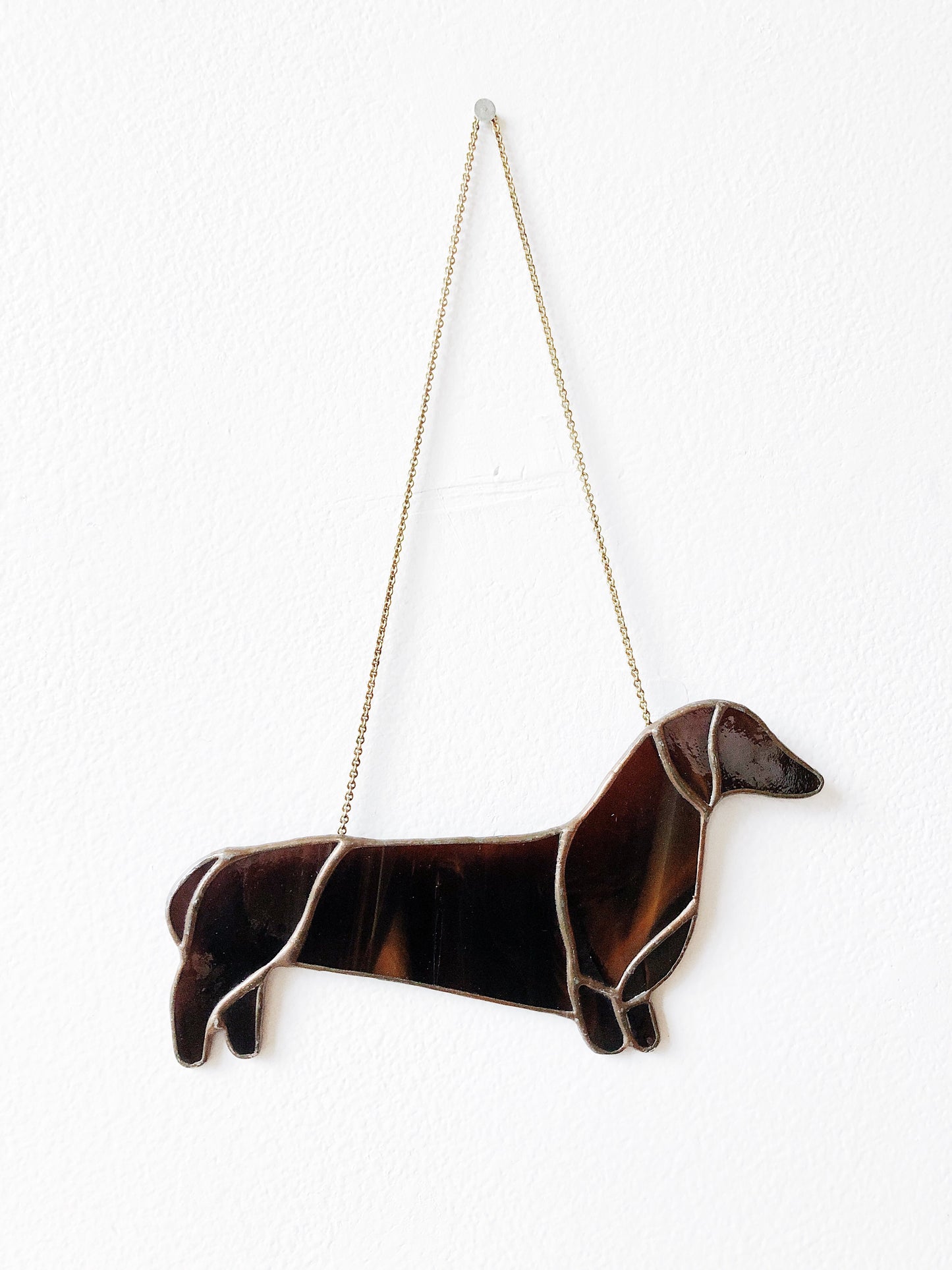 Vintage Leaded Glass Dachshund