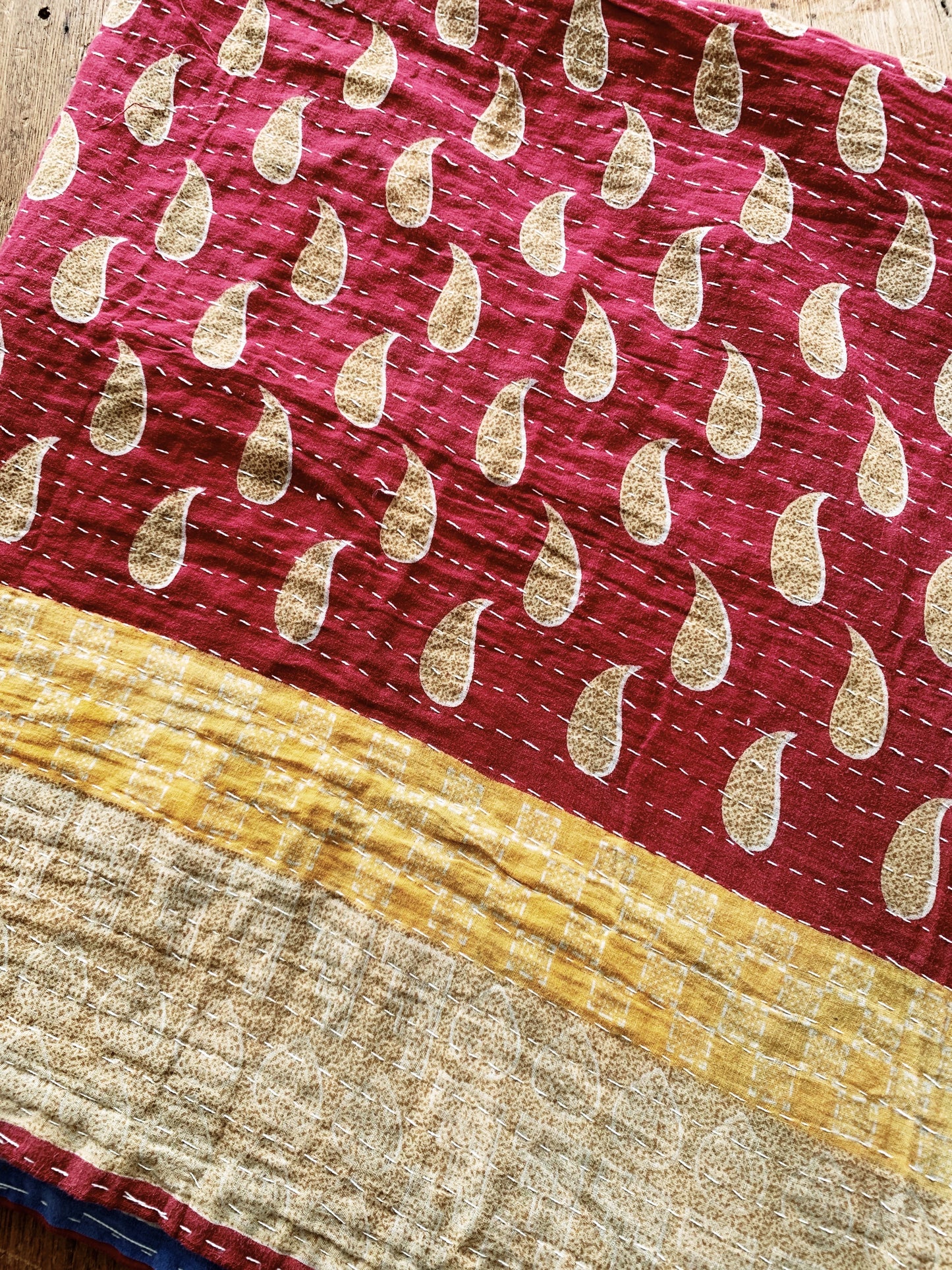 Vintage Reversible Cotton Kantha Quilt