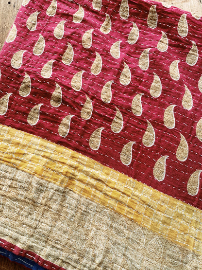 Vintage Reversible Cotton Kantha Quilt
