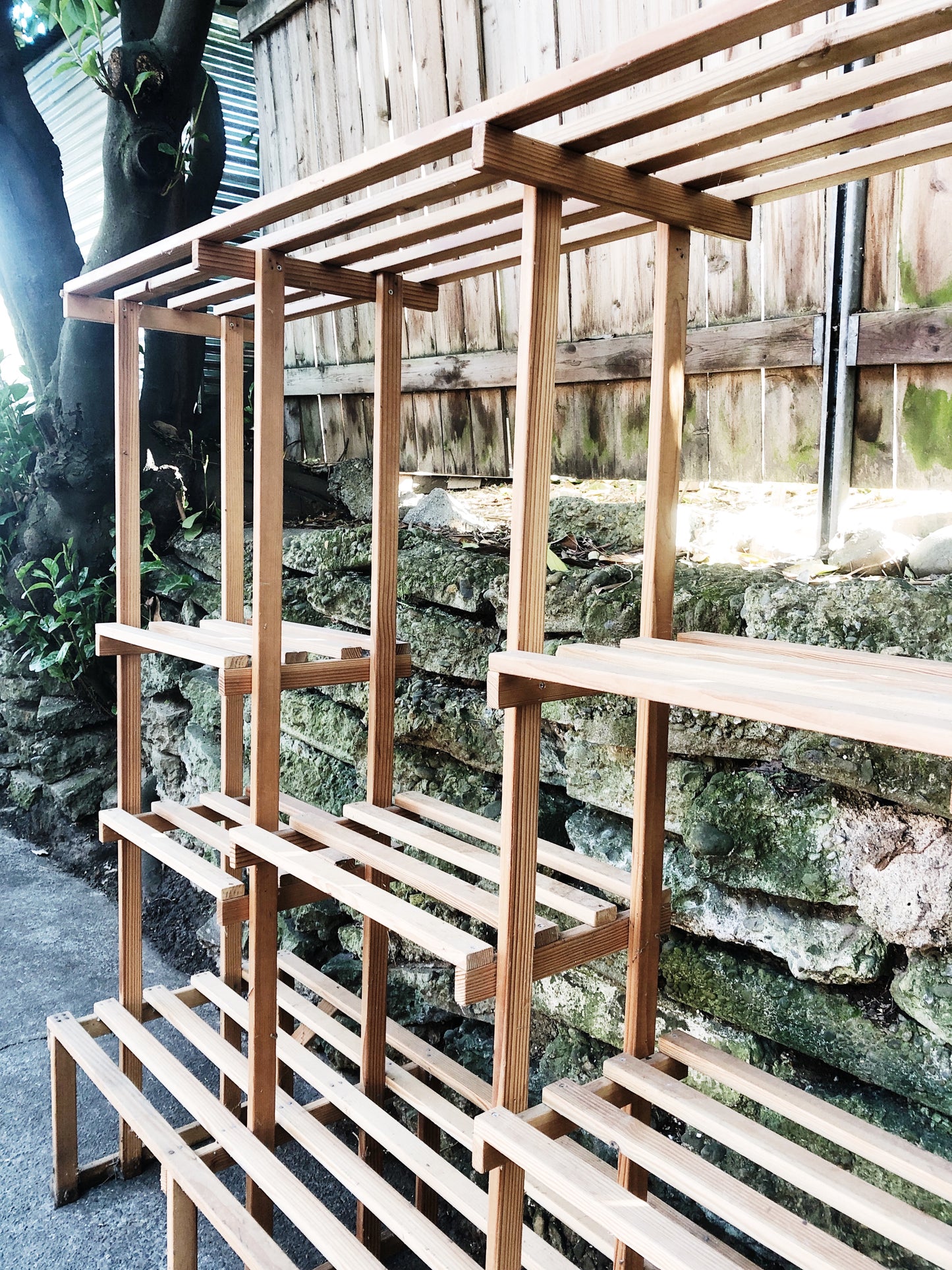 Multi Tiered Slatted Shelf